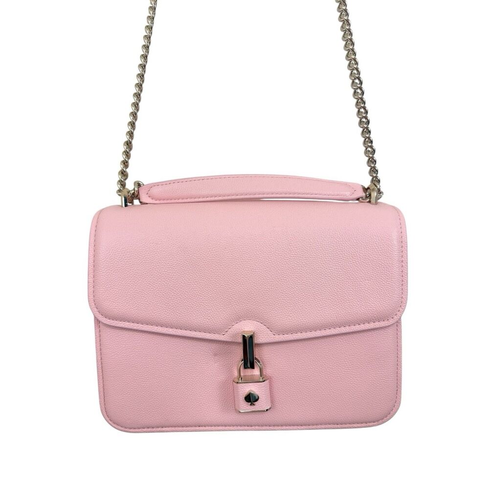 Kate Spade Locket Large Flap Shoulder Bag Chalk Pink Crossbody Chain Strap